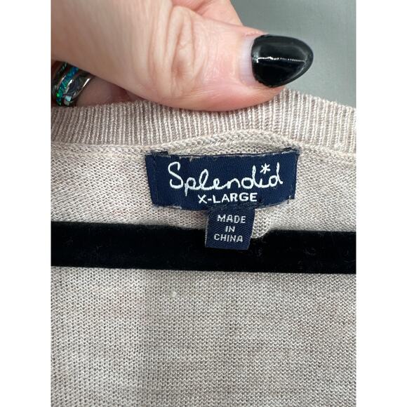 Splendid Sweater Womens XL Beige Pullover Oversized Cozy Lounge Cashmere - Picture 2 of 7